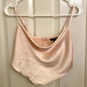 Cream colored, satin, crop top